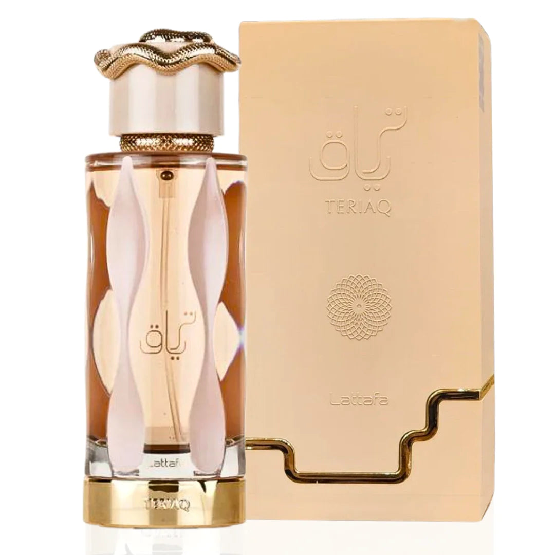 A bottle of Teriaq Eau de Parfum by Quentin Bisch for Lattafa