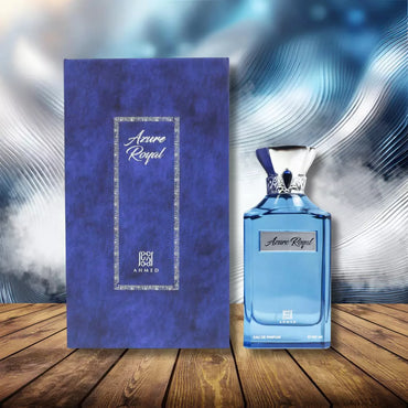 Ahmed Al Maghribi Azure Royal elegant fragrance bottle with fruity floral scent