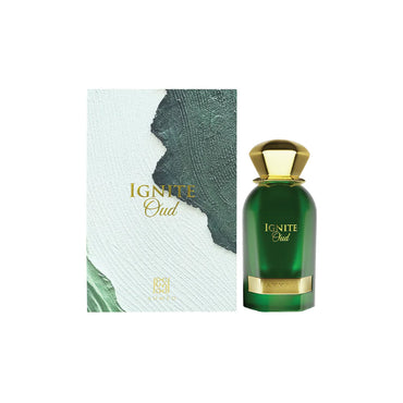 Ahmed Al Maghribi Ignite Oud elegant fragrance bottle with musk amber scent