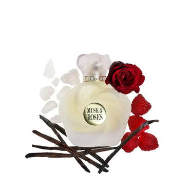Ahmed Al Maghribi Musk and Roses elegant floral musk fragrance bottle