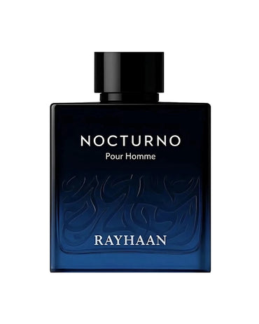 Rayhaan Nocturno fragrance bottle with bergamot mint cedarwood notes
