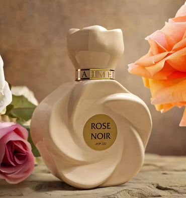 Ahmed Al Maghribi Rose Noir fragrance bottle elegant floral woody scent