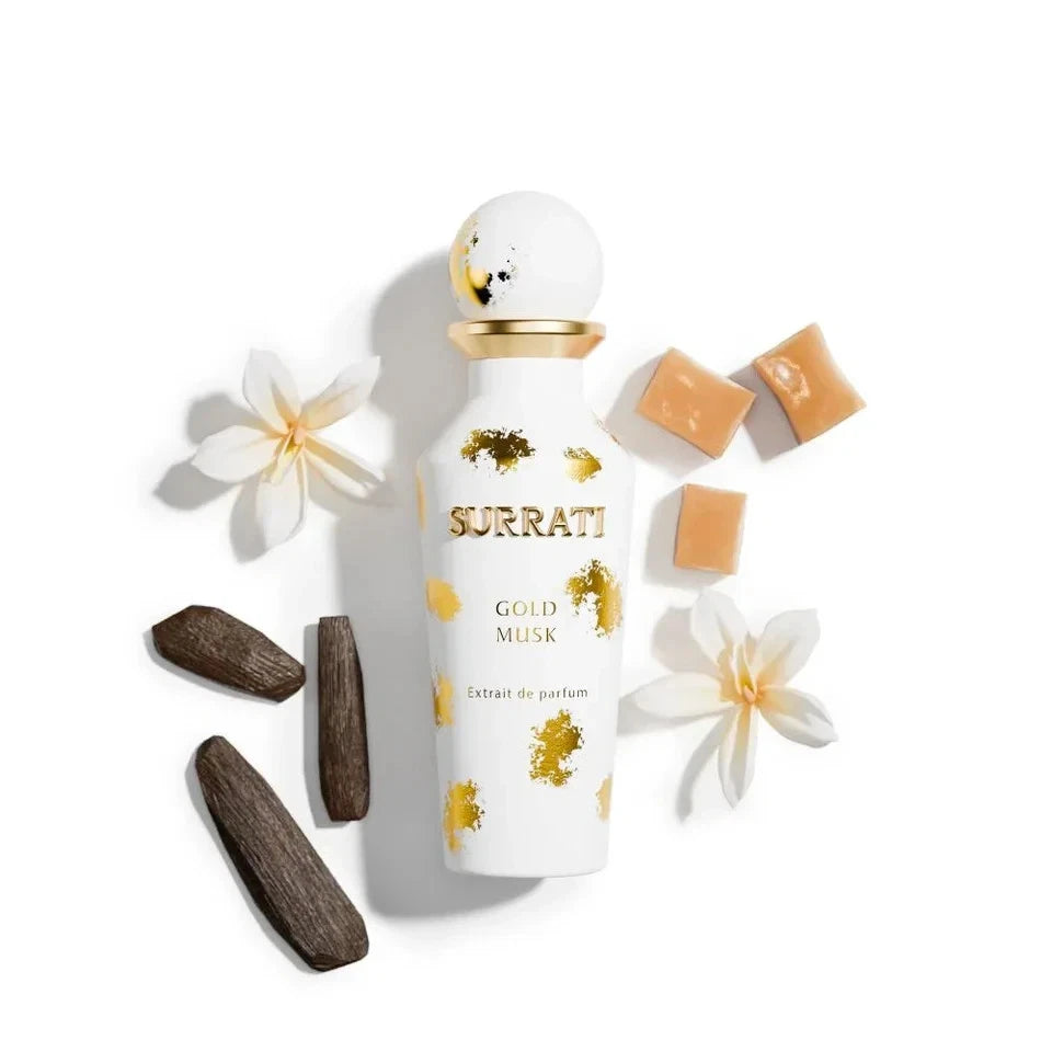 Surrati Gold Musk Perfume – Roses, Spicy Notes, Amber, and Musk