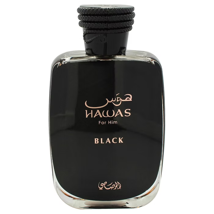 Hawas Black by Rasasi bold masculine perfume.