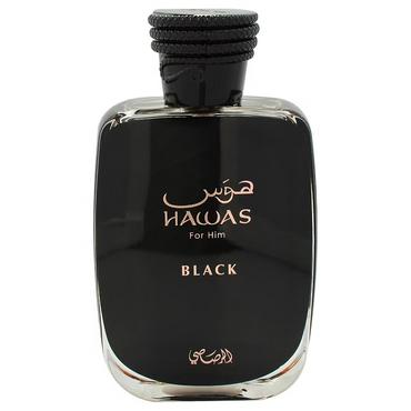 Hawas Black by Rasasi bold masculine perfume.