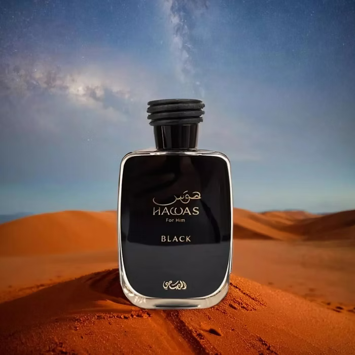 Hawas Black by Rasasi men’s perfume bottle