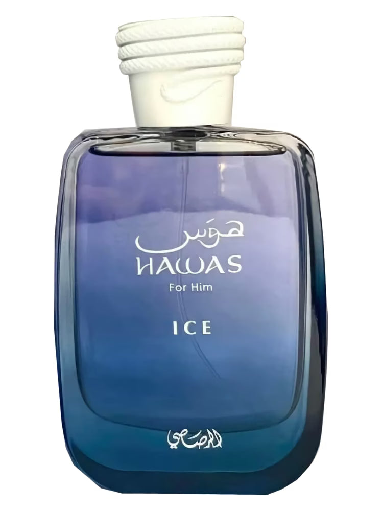 Hawas Ice by Rasasi men’s perfume bottle.