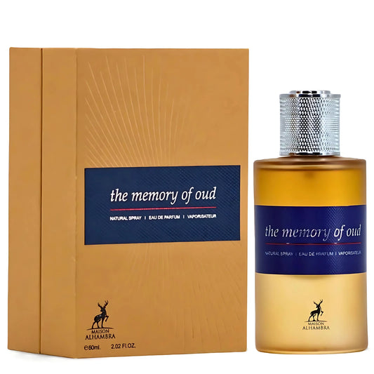 Memory of Oud perfume with passionfruit, rose, oud, and amber