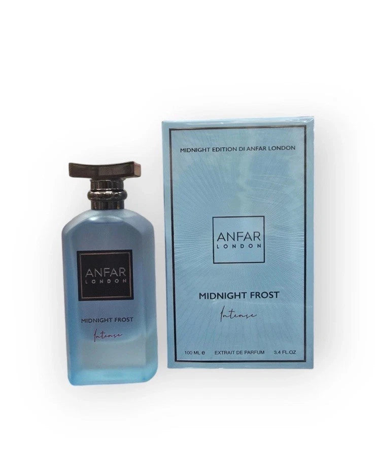 Anfar London Midnight Frost perfume bottle and packaging on a white background