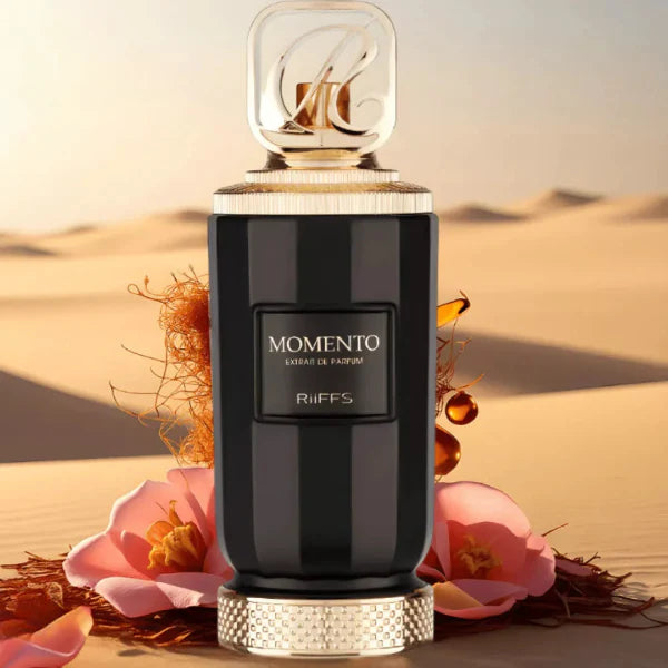 Momento by Riiffs perfume bottle with oud tonka amber notes