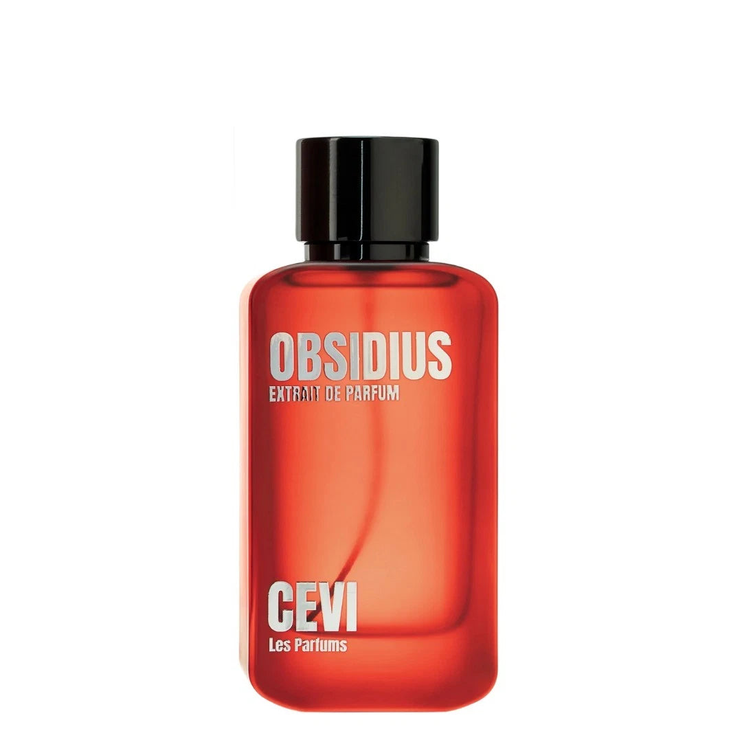 Obsidius by CEVI unisex leather fragrance bottle with amber and incense notes