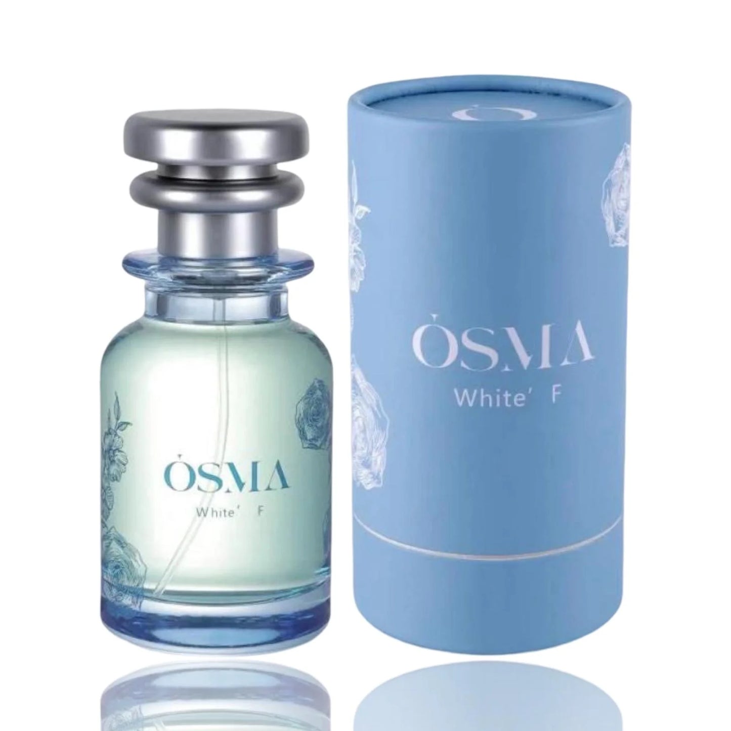 OSMA White F perfume bottle and packaging on a white background