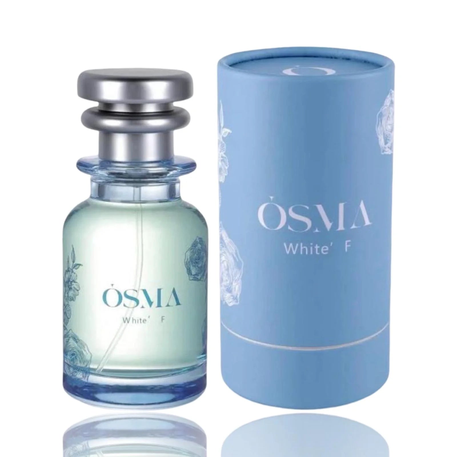 OSMA White F perfume bottle and packaging on a white background