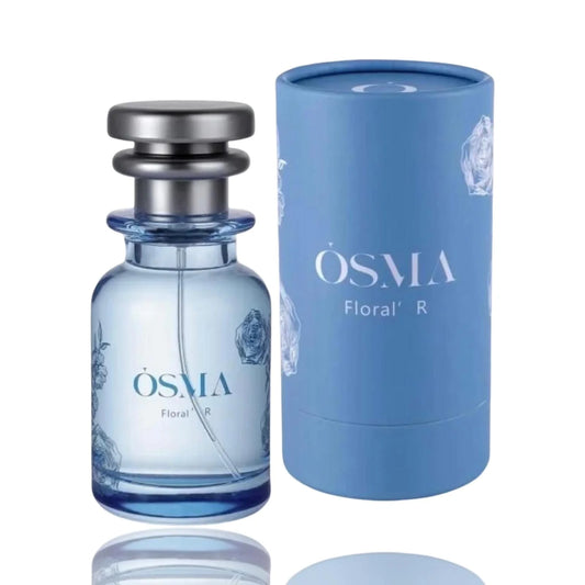 OSMA floral R perfume bottle and packaging on a white background