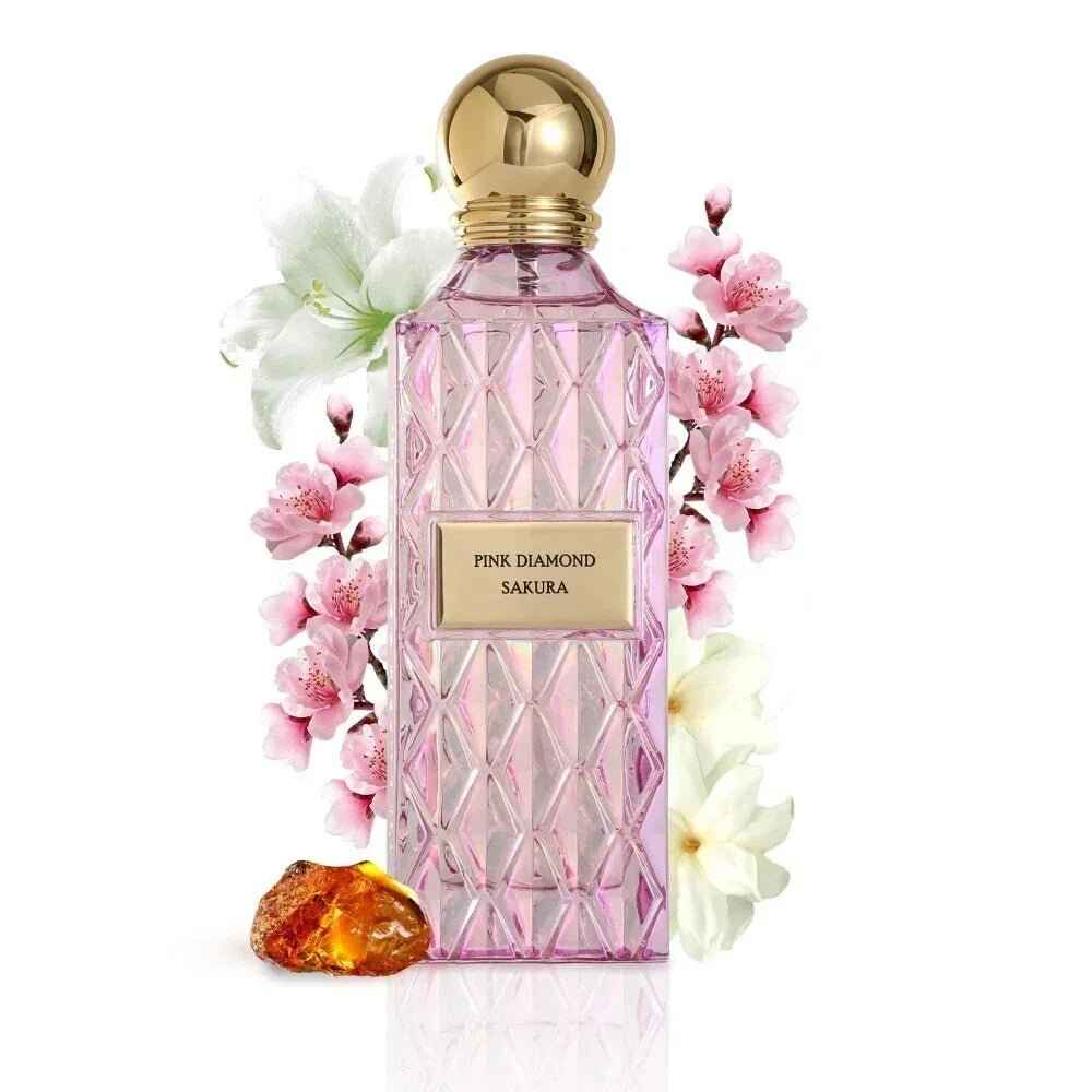 Pink Diamond Sakura perfume bottle, cherry blossom and white musk notes