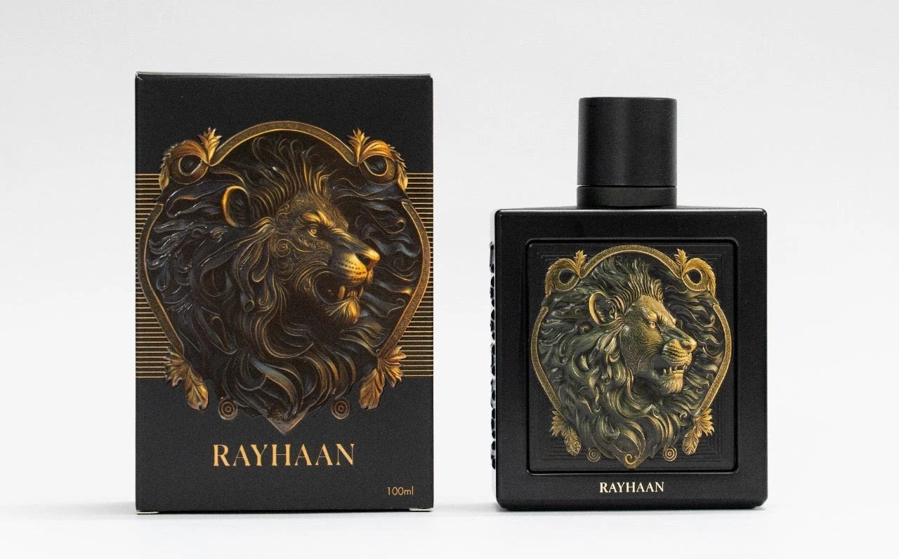 Rayhaan Lion perfume bottle and packaging